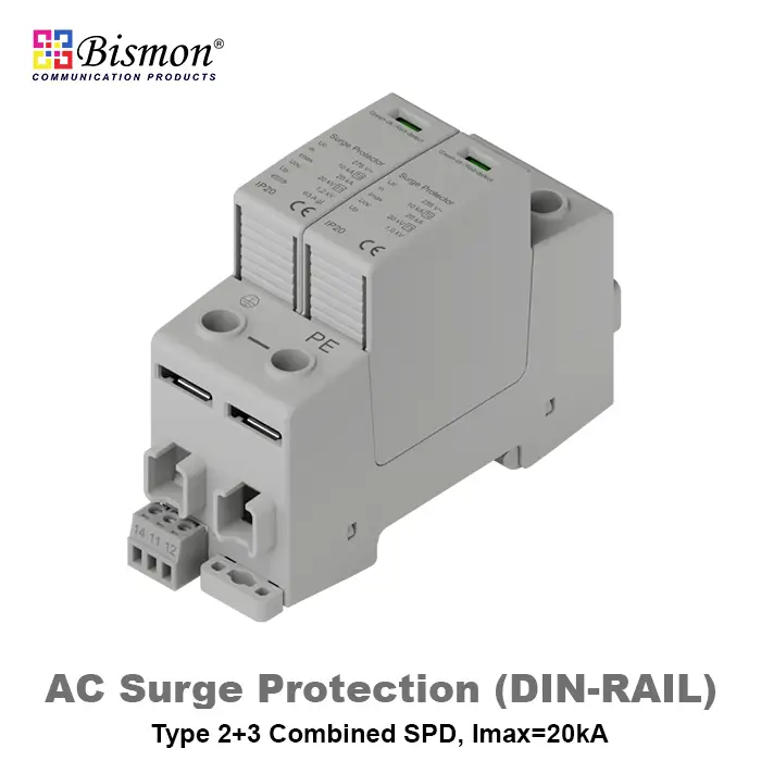AC Surge Protection 20KA Din-rail Type 2-3 (อุปกรณ์ป้องกันไฟกระชาก SPD) 230V